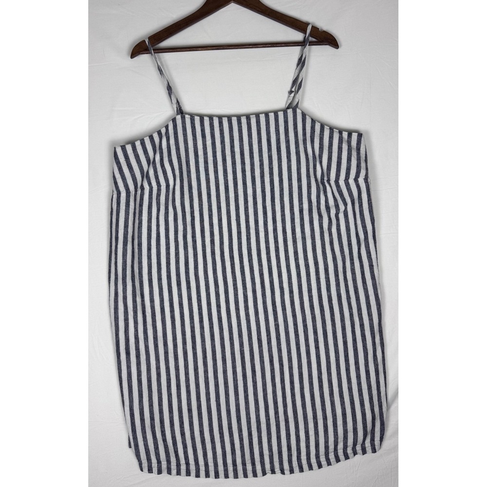 A New Day Womens XXL Blue White Striped Linen Blend Cami Mini Shift Dress